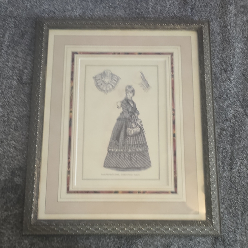 Victorian Fashion Illustration Framed Art – Custom Framed Dress Print 5/6